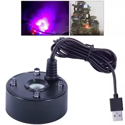 5V USB Mist Maker Fogger With Fog Maker Machine LED Colorful Lights Small Rockery Water Fish Tank La