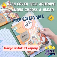 【ShopWithJoy】Book Cover Self Adhesive Sticker Pembalut Buku Sticker Diamond Emboss Clear Transparent