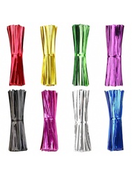 100pcs Metallic Twist Ties Coloured Spiral Ties For Cellophane Party Bag Cute Cones Birthday Candy B