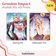 Genshin Impact GI Arataki Itto A5 Art Print Racing Itto Hoyofest Halloween Itto by Nalamcha Art