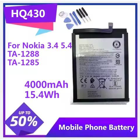 HQ430 Battery for Nokia 3.4 5.4 TA-1288 TA-1285 TA-1283 TA-1333 TA-1340 TA-1337 4000mAh 15.4Wh Mobli