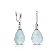 Anting Perak Aquamarine -Natural Aquamarine Silver Earrings