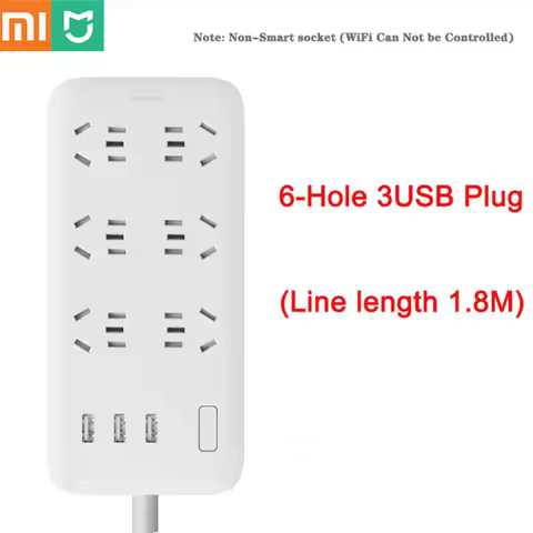 Xiaomi Mi mijia Power Strip 1.8m(5.9ft) 6Sockets 10A 250V 2500W 3USB Port 5V 2.1A Fast Charging Over