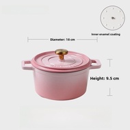 Enameled Cast Iron Pot 18cm Stove Top Oven Safe Dutch Oven Soup Pot Home Use Slow Cooker Magnetic In