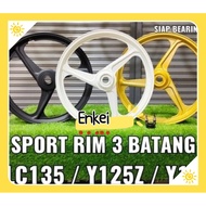 SPORT RIM ENKEI 3 BATANG ORIGINAL FULL CHOP OPEN HUB YAMAHA LC 135 125ZR Y15 Y16 RS150 RSX / DISC DEPAN 267MM