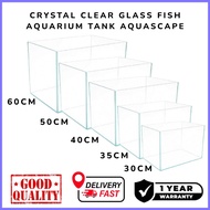 Crystal Clear Glass Fish Tank Aquarium Aquascape Kaca 60cm / 50cm / 40cm / 35cm / 30cm