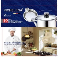 vichelena 19 pcs original 304 surgical stainless international cookware set good for health conciuos waterless cooking