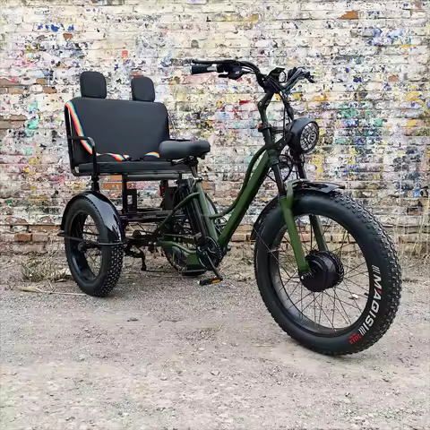 Fat Tire Electric Tricycle 3 Wheel E-Trike Open E-Rickshaw Cargo Passenger Transport Vehicle