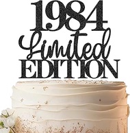 Limited EDITION 1984 Cake Topper - Black Glitter Happy 41st Birthday Party Cake Decoration Supplies,