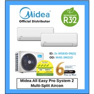 [SUPPLY ONLY] Midea All Easy Pro System 2 Multi-Split Aircon, 2x MSEID-09(S) &amp; 1x MAE-3M21D [NO WiFi Control]