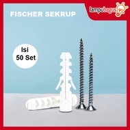 Fiser dan Sekrup Tembok / Viser Baut Tembok S6 & S8 Isi 50 Set