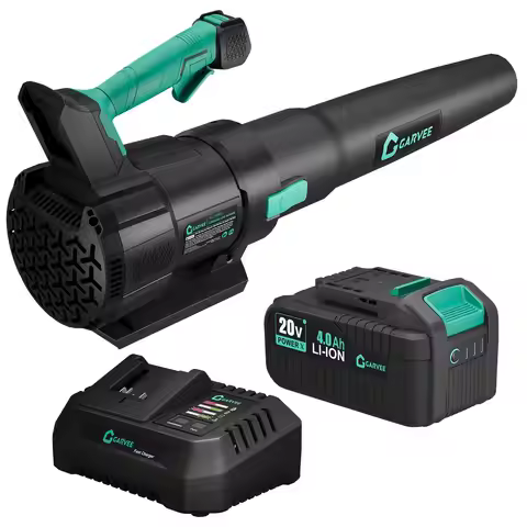 20V Cordless Leaf Blower 650 CFM 200 MPH With 2x4.0Ah Batteries & 1H Fast Charger, Lightweight For L