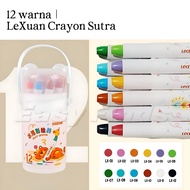 (Free Brush) LeXuan Crayon Silk Twist Washable Silky Crayon 12 Colors Colorful Bucket Crayon Colorin