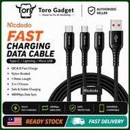 Mcdodo 60W Fast Charging Cable QC4.0 Type-C / Lightning / Micro USB Nylon Braided 1M Data Cable