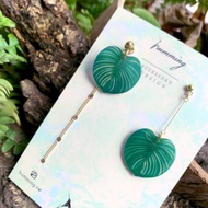 耳環 青蘋果竹芋 觀葉 植物 樹脂  銀飾 耳夾 禮物 禮盒 情人節