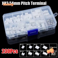 UMISTY 230Pcs 2.54mm Pitch Terminal, 2p 3p 4p 5pin Male And Female Pin Connector, 4 Value XH2.54 Hou