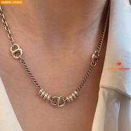 Pig Nose Chain Stitching Necklace s925 Sterling Silver Retro Distressed Female Niche Transfer Ring C