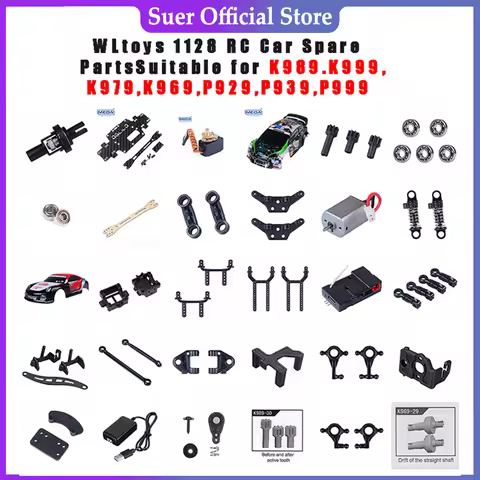 Wltoys 1:28 K989 K969 RC Car parts, pull rod, steering cup, gear, bearing, ESC tire, car shell, orig