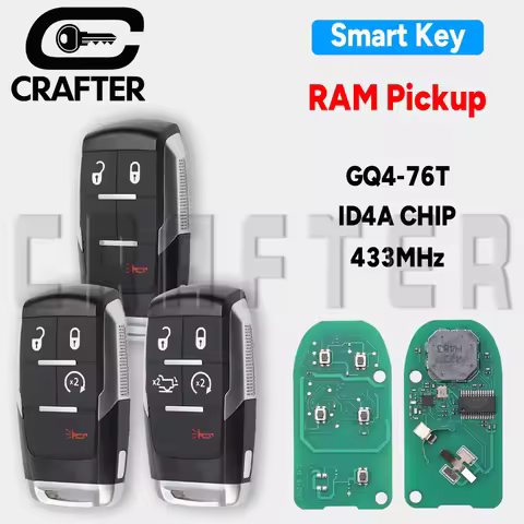 Key Crafters GQ4-76T 433MHz 4A Chip Smart Car Key For Dodge RAM Pickup HD 1500 2500 3500 4500 5500 2