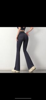 全新 仿牛仔高腰提臀顯瘦喇叭瑜珈褲