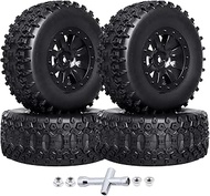 RC Short Course Truck Tires 1/10 Scale Pre-glued RC Wheel Rim and Tires Set 12mm Hex with Foam Inser