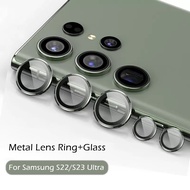สำหรับ Samsung Galaxy S22อัลตร้า S23พลัส S23Ultra เลนส์กล้องถ่ายรูปป้องกันโลหะกล้องกล่องใส่แหวนกระจกสำหรับ Samsung S22Ultra ฝาครอบกันขีดข่วน5G