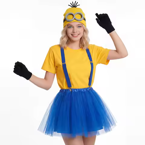 Minions Cosplay Costume Despicable Me Cartoon Glasses Role Play Set For Adult Halloween Carnival Ban