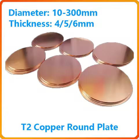 T2 Copper Plate Disc Diameter 10/15/20/25/30/35/40/45/50/55/60/65/70/75/80~300mm Thickness 4/5/6mm C