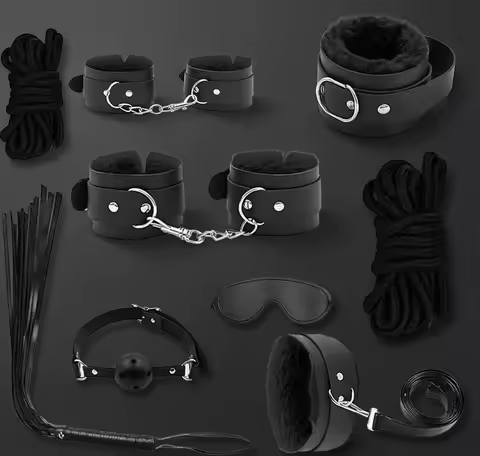 Adult Erotic Bondage Kit For Cosplay Couples Handcuffs Hemp Rope Mask BDSM Set Accessories