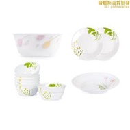 康寧餐具corelle2件套裝組合夾層玻璃飯碗湯碗裝泡麵碗深盤子魚盤