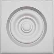 2 1/2"W x 2 1/2"H x 7/8"P Americraft Solid Paint Grade Wood Square Rosette with Center Bullseye with