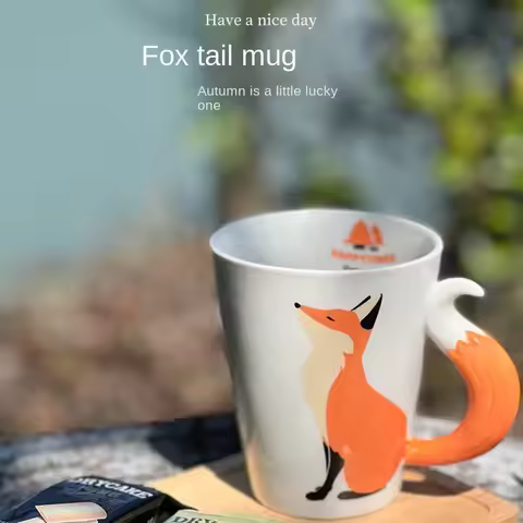 350ml Creative Fox 3D Cartoon Coffee Mugs with Handle Personalized Office Cup Animal Ceramic Mug Tea