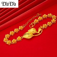 Original 916 Real Gold Bracelet Flower Bracelet Womens Flower Shaped Leaf Bracelet Plus Extension Ch