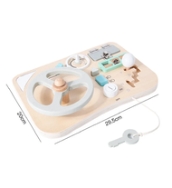 Baby Wooden Montessori Toys Steering Wheel Busy Board Wooden Sensory Toys for Toddlers Preschool Tra