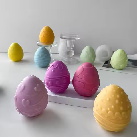 DIY Easter Egg Candle Silicone Mold 3D Geometric Eggs Aromatherapy Candle Plaster Ornaments Mould Ea