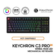 Keychron C3 Pro 8K QMK Mechanical Keyboard, TKL, Wired, RGB LED, QMK/Launcher, Hotswap