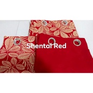 3in1 Shental Red(Guava Leaves) curtain set with ring