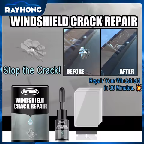 Windshield Repair Kit DIY Glass Crack Repair Chip Fix Tool with UV Resin Cure Light Pit Resin Windsh