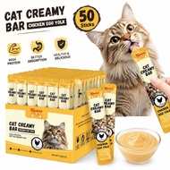 Kiemeo Cat Treats Lick Chicken Egg Yolk Flavor 50 Sticks High Protein Easy To Absorb Creamy Bar
