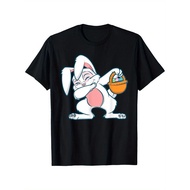 KATUN Dabbing Easter Bunny Easter Egg T-Shirt for Boys and Girls 100% Combed Cotton 30s Black S-XXXL