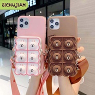 【SICHUJIAN】Relive Stress Pop It Fidget Toys Push It Bubble Soft Silicone Phone Case with Wallet and lanyard For OPPO Reno 3 4 Pro 4G Realme C17 C15 C12 C1 C3 7i 7 Pro Realme 6S 6i 5 6 Pro 5i 5s  POP It Wallet Crossbody Coin Bags Decompression Cover