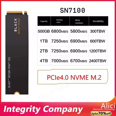 Original for Western Digital SN7100/SN850X 1T 2t 4TSolid-state Drive m2 Notebook SSD pcie 4.0 x4 uni