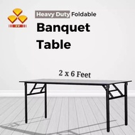 3V 2x6 ft Heavy Duty Foldable Wood Top Banquet Table/ Folding Function Catering Buffet Tabl