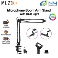 MUZIK+ Pro Desktop RGB Microphone Stand RGB Boom Arm Stand Microphone Holder Arm Desk Mount Micorpho