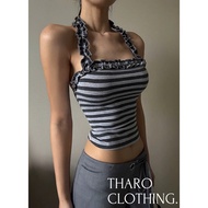 Large Striped Camisole Sleeveless Top - Tharo Clothing [AO00268]