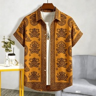 Men Shirt for Men Clothing Hawaiian Shirt Tropical Print Short Sleeve | Casual Beach Blouse Summer H
