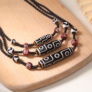 Dzi Beads Natural Tibetan Dzi Beads Handmade Weathered Nine-Eyed Dzi Beads Men Women Adjustable Hori