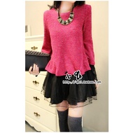 R8559 2pcs Long Sleeve Gauze Tutu Dress