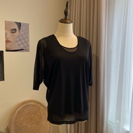 giordano ladies Black Fake Two-Piece Sheer Top