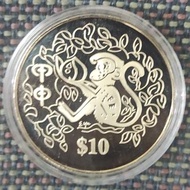 Koin Shio Singapura Proof  Monyet 10 Dollar 2004